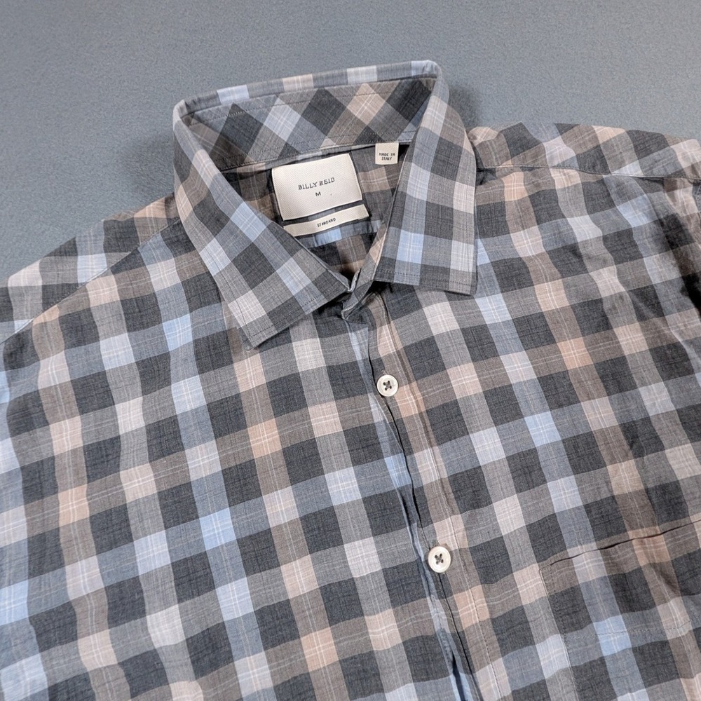 Billy Reid Button Down Shirt Mens Size Medium Plaid Long Sleeve Italy